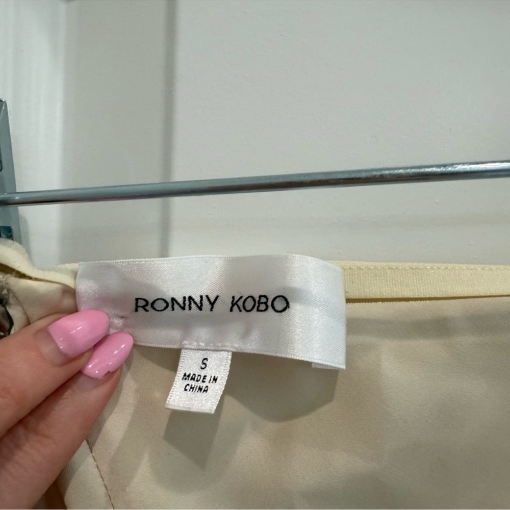 Ronny Kobo Collection Klindly satin lace Cream and Black Maxi Skirt - Picture 7 of 9